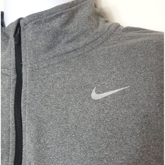 Nike Mens Running Top M Gray 1/4 Zip Pullover Dri-Fit Athletic Sporty Reflective - Picture 7 of 8